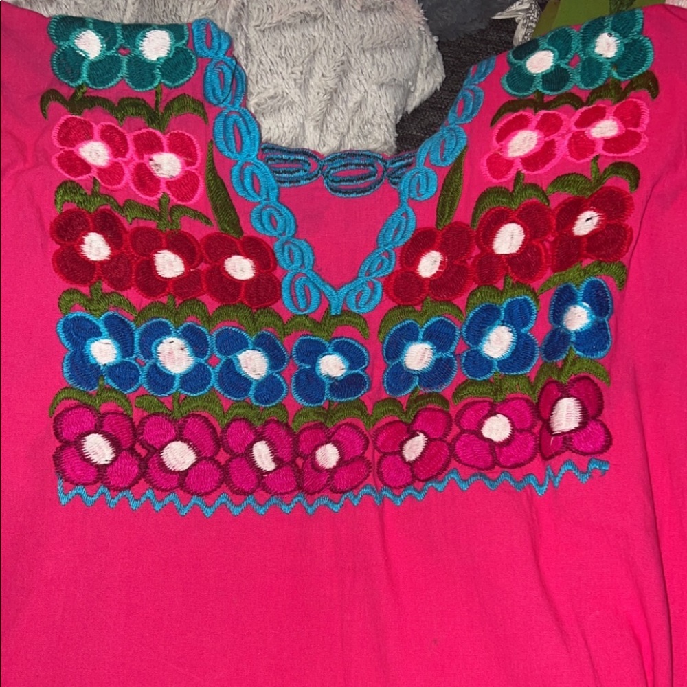 Handcrafted Mexican blouse covered with hand embroidered